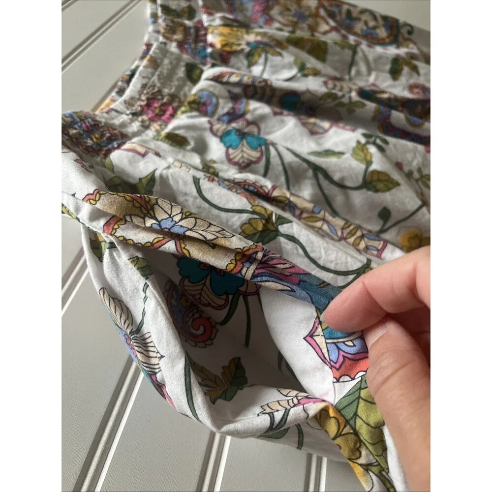A.n.a Women's Paisley Skirt Size 14 Multicolor Elastic Waist Pull On Mid Length